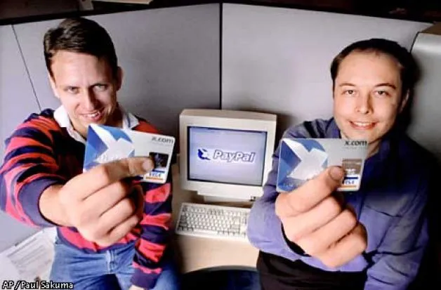 Peter Thiel y el fundador de PayPal, Elon Musk, 2000